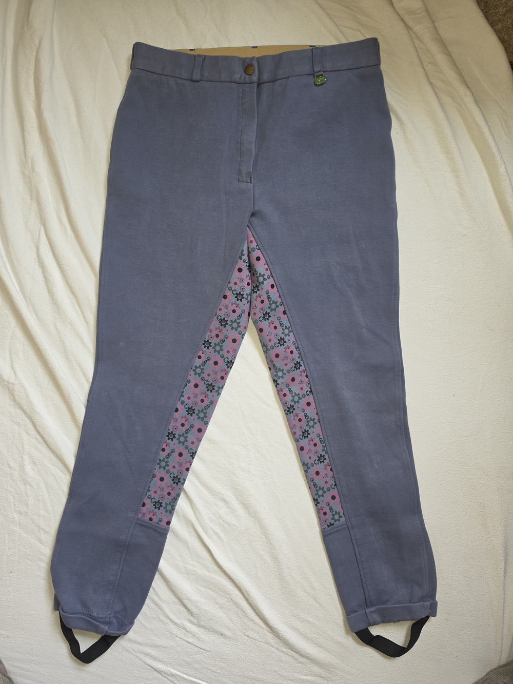 Purple Floral-Panel Riding Tights - Picture 2 of 3